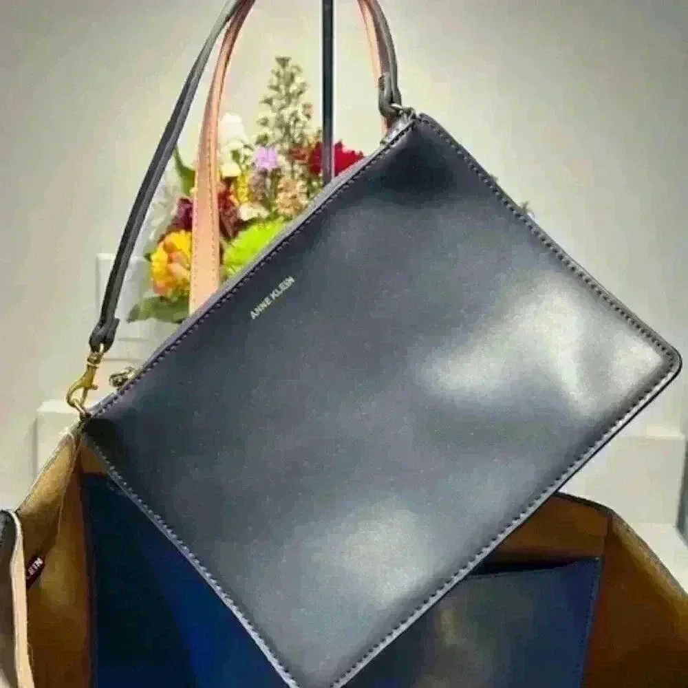 NWT Anne Klein Ameila Tote in Royal Blue and Black with matching black wristlet
